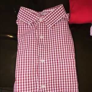 Long sleeve button up red stripe shirt